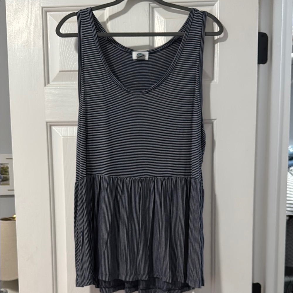 Striped Sleeveless Top - Blue and White